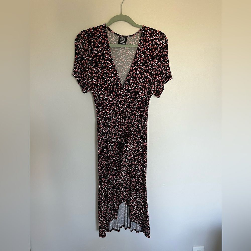 *2/$30* Bobeau floral midi faux wrap dress